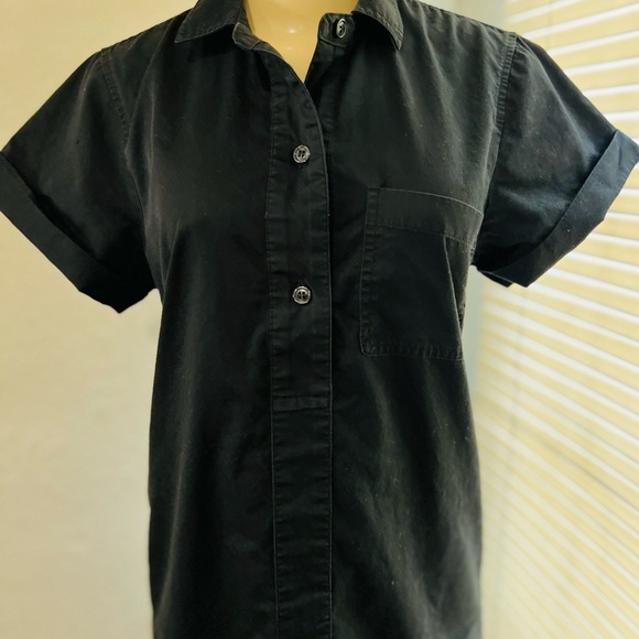 J Crew Short Sleeve Cotton Shirt Dress in Bkack - Picture 4 of 13